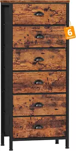 Tall Dresser with 6 Drawers,Vertical End Table and Nightstand for Bedroom,Indust - Picture 1 of 12