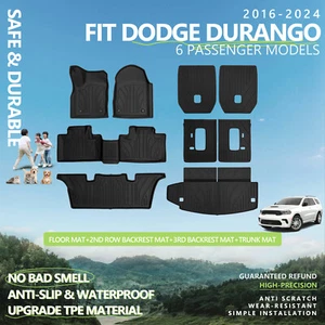 Floor Mats Backrest Mat Trunk Cargo Liners TPE For 2016-2025 Dodge Durango - Picture 1 of 81