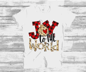 Handgefertigtes Weihnachts-T-Shirt Joy To The World, süßes Weihnachts-T-Shirt Kinder - Bild 1 von 2