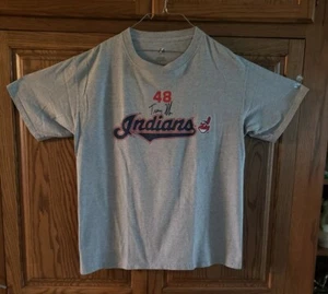 GEBRAUCHTES MAJESTIC CLEVELAND INDIANS #48 HAFNER GRAUES T-SHIRT GRÖSSE L - Bild 1 von 3