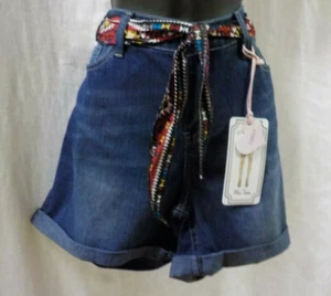 Blue Desire Curvy Plus Denim Shorts NWT Stretch Med Wash Cotton Blend With Belt - Picture 1 of 12