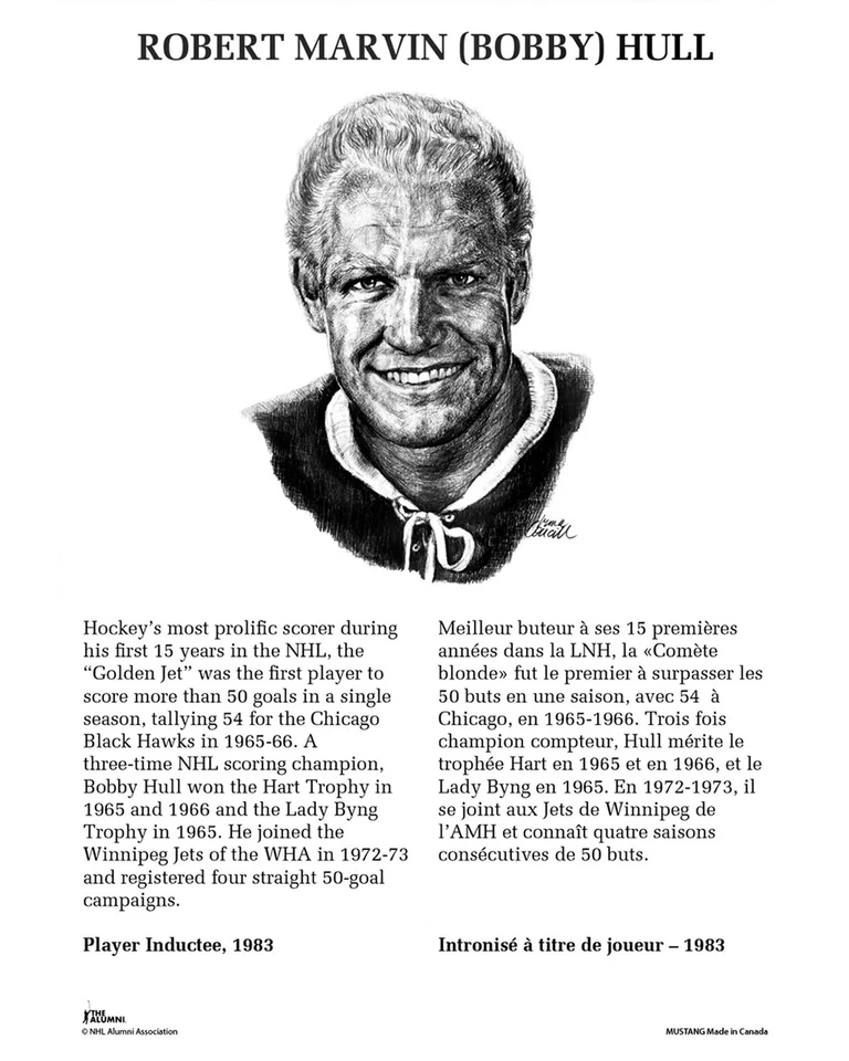 Foto de hockey de leyendas del Salón de la Fama de la NHL Bobby Hull Chicago Blackhawks 8x10 Foto 1 de 1