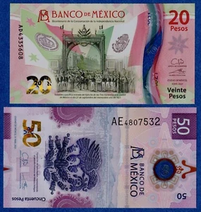 Mexico 2021 Set - 20 & 50 Peso (2021) UNC Polymer Notes  /// NEW RELEASES /// - Picture 1 of 4