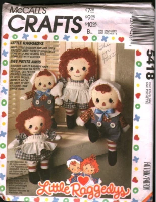 5418 McCalls SEWING Pattern Craft Pattern Stuffed Dolls 12 - 16" Raggedy Ann - Image 1 of 2