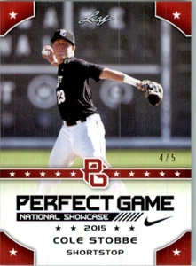 COLE STOBBE 2015 Leaf Perfect Game NIKE All-American SHOWCASE RED Rookie #/5 - Picture 1 of 2