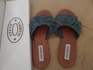 Steve Madden Womens Getdown Flat Sandal Blue Suede Size 6 New in Box - Bild 1 von 2
