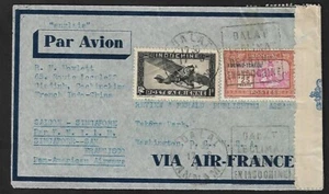 FRENCH INDOCHINA DALAT TO US AIR MAIL VIA KNILM PANAMERICAN AIRWAYS COVER 1941 - Picture 1 of 2