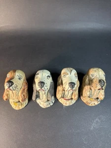 4 Vintage 1949 ~ 2,5" Chalkware Hundeköpfe handbemalt von Donny Davis - Bild 1 von 20