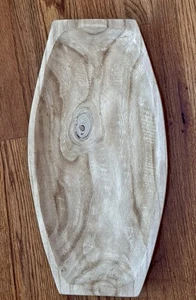 Carved Wooden Dough Bowl Primitive Wood Trencher Tray Rustic Home Decor, 17x8 “ - Picture 1 of 7