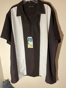 NEW W TAGs Milano bay Shirt Men’s 2XL Two Toned Brown/White Hawaiian Camp Shirt - Picture 1 of 8