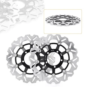 Black Front Brake Disc Rotors Fit Street Triple R Daytona 675 2006-2016 2007 08 - Picture 1 of 10