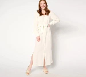 Peace Love World Boheme Regular Gauze Button Front Tie-Waist Dress Pristine S Ne - Picture 1 of 1