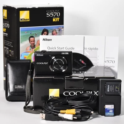 Nikon CoolPix S570 Digital Camera Kit 12.0MP 5x Optical Zoom 16GB SD Card MINT - Image 1 of 4