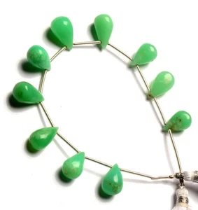 Natural Chrysoprase Gemstone 11x7 to 13x8 mm Smooth Drop Shape Beads 5.5" Strand - Picture 1 of 6