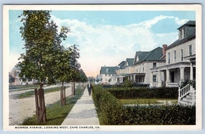 POSTAL ANTIGUA MONROE AVENUE LOOK WEST CAPE CHARLES VIRGINIA VA 1910-20 - Imagen 1 de 2