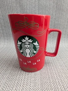 Starbucks 2020 Tall 447ml Red Fa La La Ceramic Christmas Design Hot Drink Mug  - Foto 1 di 3