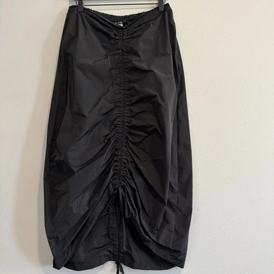 Falda Midi Bryn Walker Elegante Negra Acanalada Lagenlook L Foto 1 de 4