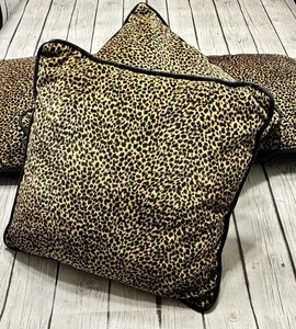 "4 almohadas decorativas con estampado de leopardo de 16"" terciopelo tacto cuadrado imitación piel animal" - Imagen 1 de 3