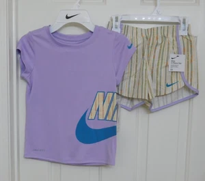 NWT 2pc Nike Purple Logo Top & Print Running Shorts sz 6X - Picture 1 of 2