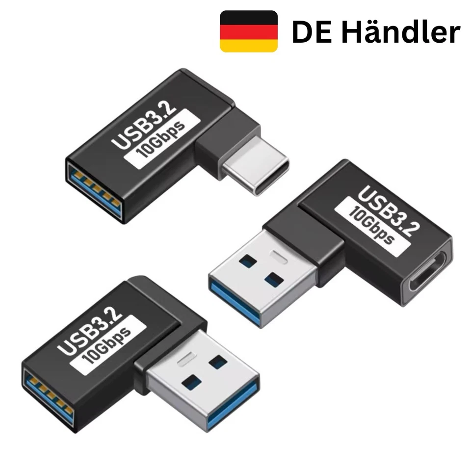 Winkeladapter USB USB-C Adapter abknickend 90 Grad Winkelstecker 10 Gbps USB 3.2 - Bild 1 von 4