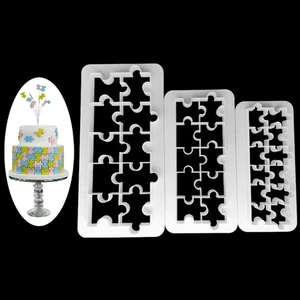 3 Pcs Plastic Jigsaw Cake Mold Chocolate Cookie Cutter Fondant Decoration Tool - Picture 1 of 7