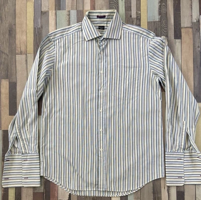 Paul Smith London Shirt Mens Size 16 41 French Cuff Green Striped Long Sleeve L - Image 1 of 4
