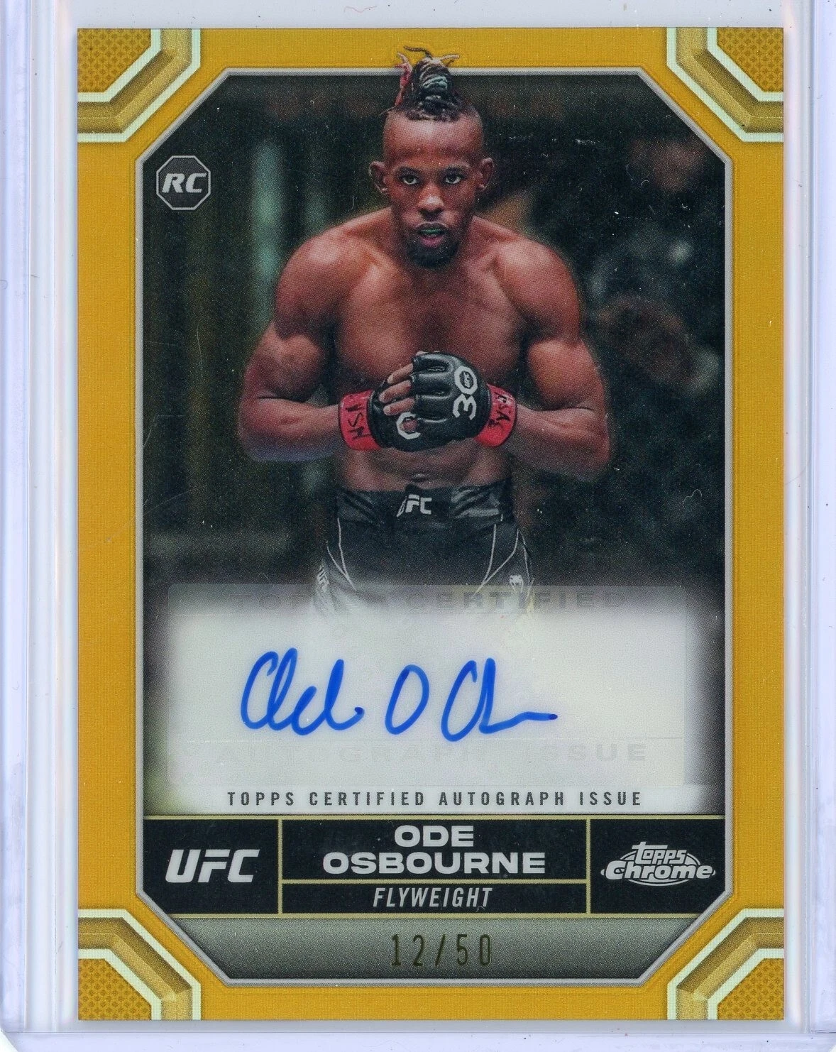 2024 Topps Chrome UFC Ode Osbourne Rookie Auto (12/50) Gold Refractor #CRA-OOS