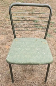 Vintage Cosco Mid Century 1950s Gate Fold Folding Chair Gray / Forest Green - Picture 1 of 15