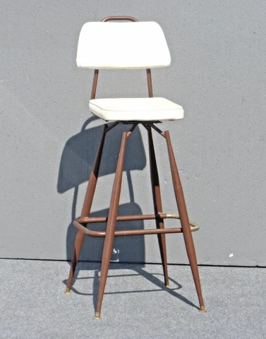 Vintage White Danish Mid-Century Modern Swivel Barstools Classic Design Cover