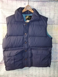 Vintage Sears Outerwear Navy Blue Puffer Vest Jacket Size Large, 2 Front Pockets - Picture 1 of 12