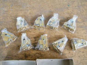 Nine Mortised Door Catches with Brass Finish, with screws and striker plates. - Picture 1 of 4