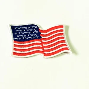 Waving American Flag Embroidered Patch 2x3 Inches Sew-On Sleeve Pocket USA Badge - Picture 1 of 2