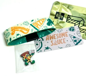 ZOX *AWESOME SAUCE* Silver Strap MED MYS Wristband w/Card PIZZA & MAGNET - Picture 1 of 3