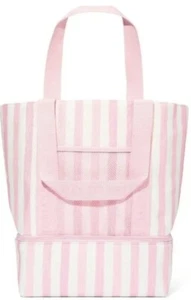 Victoria’s Secret COOLER Bag Tote Iconic Pink White Striped Beach Bag Tote NEW - Picture 1 of 3