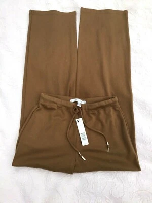 Ellen Tracy Coffee NWT $298  Pants 100% Cotton Knit  Small  34 Inseam - Image 1 of 4