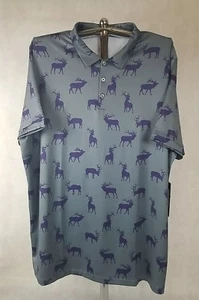 NEW Caddy Cart Golf Shirt Mens Size 1XLT Gray Purple Polo Deer Print Performance - Picture 1 of 4