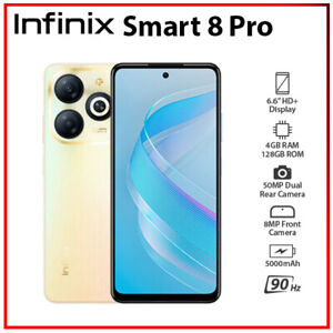 (Unlocked) Infinix Smart 8 Pro 4GB+128GB GOLD Dual SIM Android Cell Phone