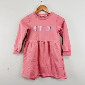 Country Road Heritage Logo Pink Silver White Long Sleeve Jumper Fit Flare Dress - Picture 1 of 20