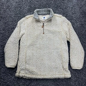 Nordic Fleece Sweatshirt Damen Medium beige Kunstfell Sherpa 1/4 Reißverschluss locker - Bild 1 von 10