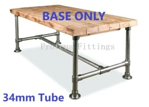 Galvanised Tube Clamp Table BASE Metal Office Desk Scaffold Pipe Clamp Fittings - Picture 1 of 3