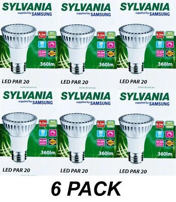 6 x Dimmable LED PAR20 Floodlight Globes Bulbs 6W 240V E27 Warm White 2700K - Image 1 of 3