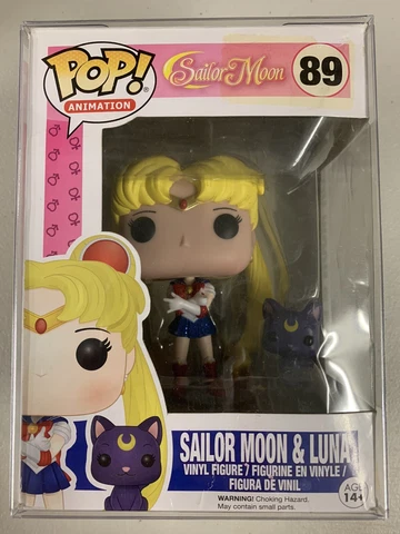 Sailor Moon & Luna (GLITTER) 89 ~ Funko Pop Vinyl ~ Animation + Pop Protector Cover