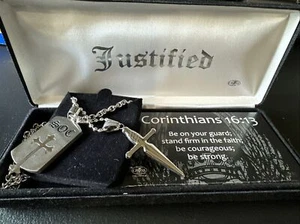 Be On Guard Sword Cross Stainless Steel Necklace in Jewelry Box - Picture 1 of 5