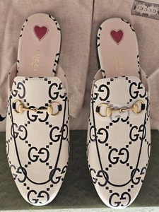 GUCCI Princetown GG Logo Loafer Horsebit Slipper Azalea Michel Mule Flat 40. NEW - Picture 1 of 18