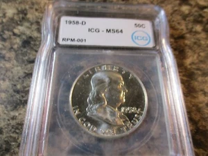 1958-D FRANKLIN HALF DOLLAR RPM #1 VARIETY RARE ICG MS64 502 - Picture 1 of 3