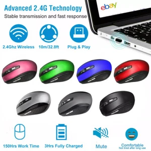 Ratón inalámbrico Bluetooth ratones óptico 2,4 GHz receptor USB para computadora portátil - Imagen 1 de 30