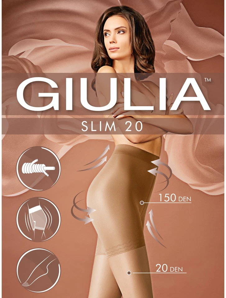 GIULIA Slim 20 Den Figur formende Strumpfhose Bauch Bein PO Größe S Farbe Honey - Bild 1 von 1