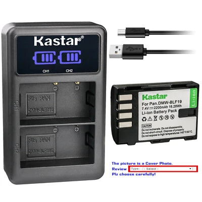 Cargador doble de batería LCD Kastar para Panasonic DMW-BLF19 BLF19E y Lumix DC-G9 Foto 1 de 4