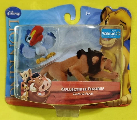 Disney LION KING Walmart 2011 SCAR & ZAZU Flocked Fuzzy Mini Figurine Figure MOC Cover