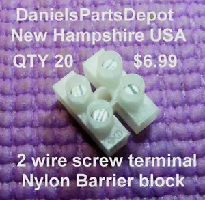 x20 UNION BLOCK 2 WIRE 2PIN 10A NYLON TINED BRASS Connector Terminal Barrier USA - Picture 1 of 11